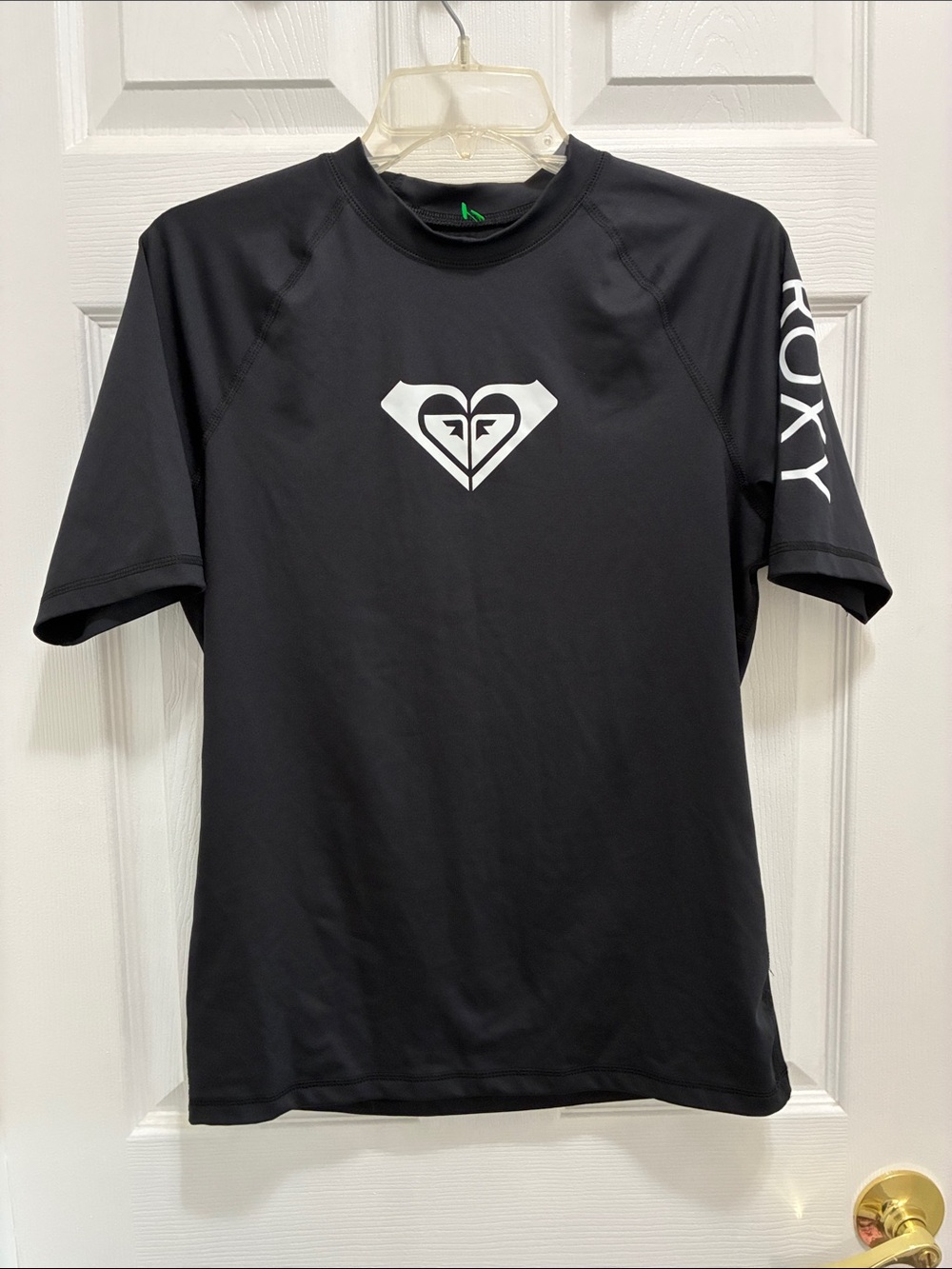 NEW Roxy Women’s Black Short Sleeve Logo Rash Guard Swim Surf Board Sz XL